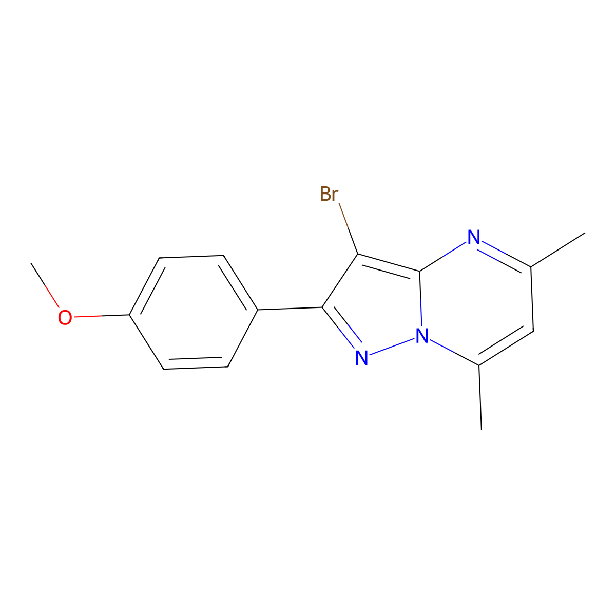 3-Bromo-2-(4-methoxyphenyl)-5,7-dimethylpyrazolo[1,5-a]pyrimidine molecular structure, CAS 448190-17-8