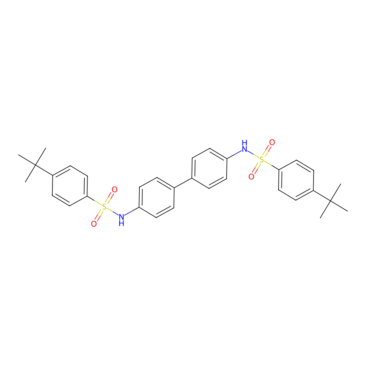 4-tert-butyl-N-[4-[4-[(4-tert-butylphenyl)sulfonylamino]phenyl]phenyl]benzenesulfonamide molecular structure, CAS 448195-37-7
