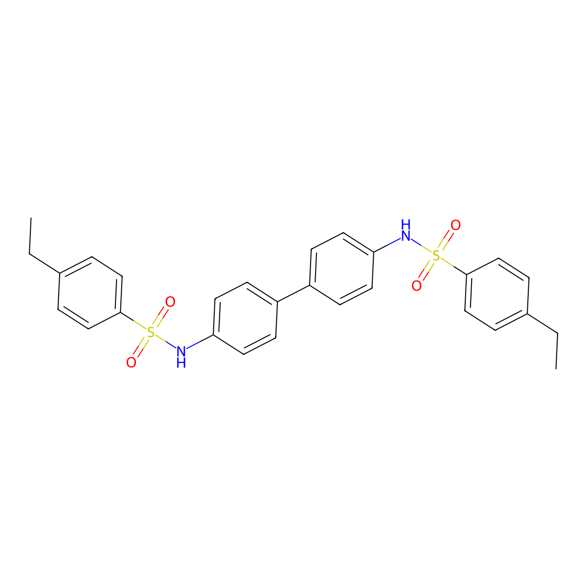 N,N'-([1,1'-Biphenyl]-4,4'-diyl)bis(4-ethylbenzenesulfonamide) molecular structure, CAS 448195-42-4