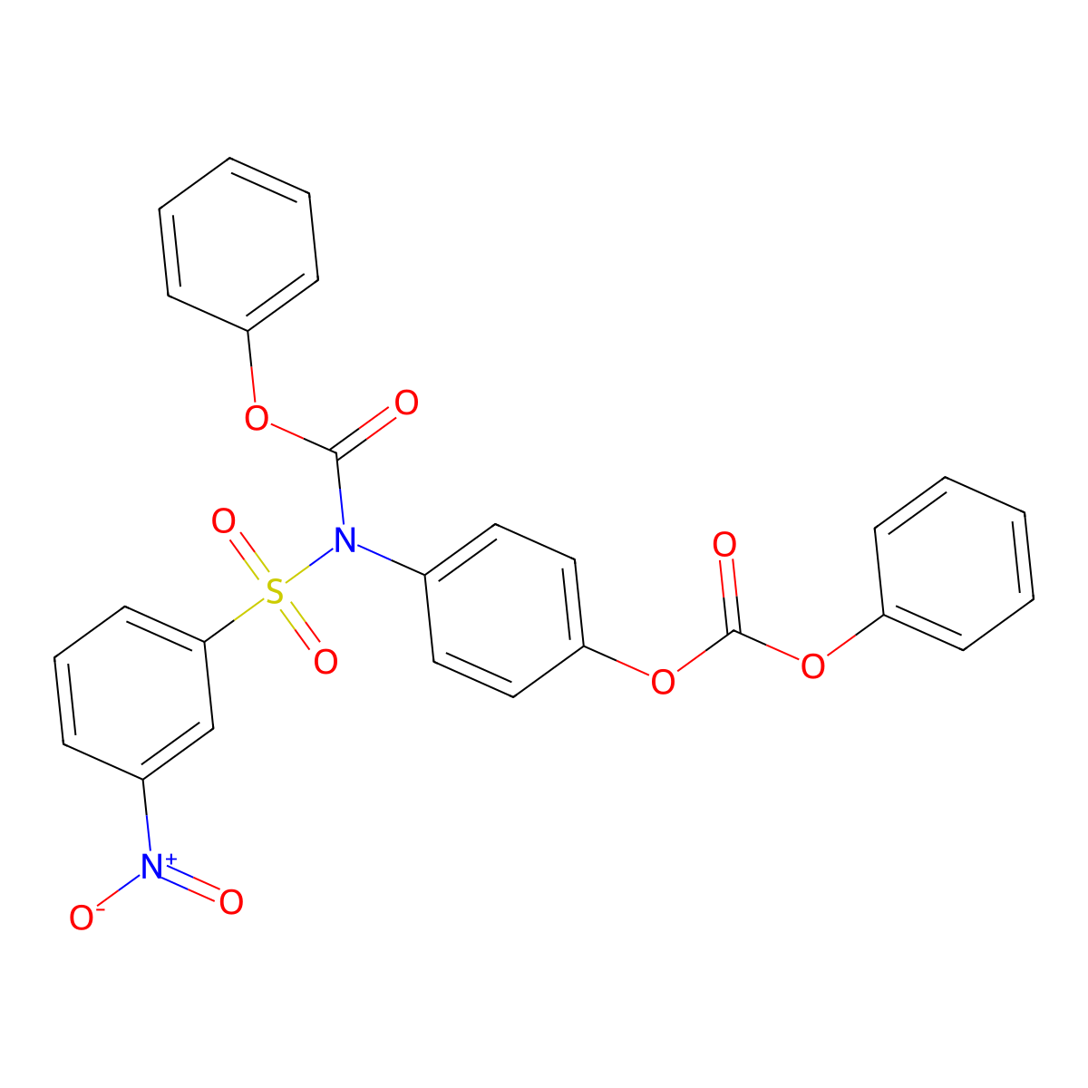 Phenyl (3-nitrophenyl)sulfonyl(4-((phenoxycarbonyl)oxy)phenyl)carbamate molecular structure, CAS 448197-13-5