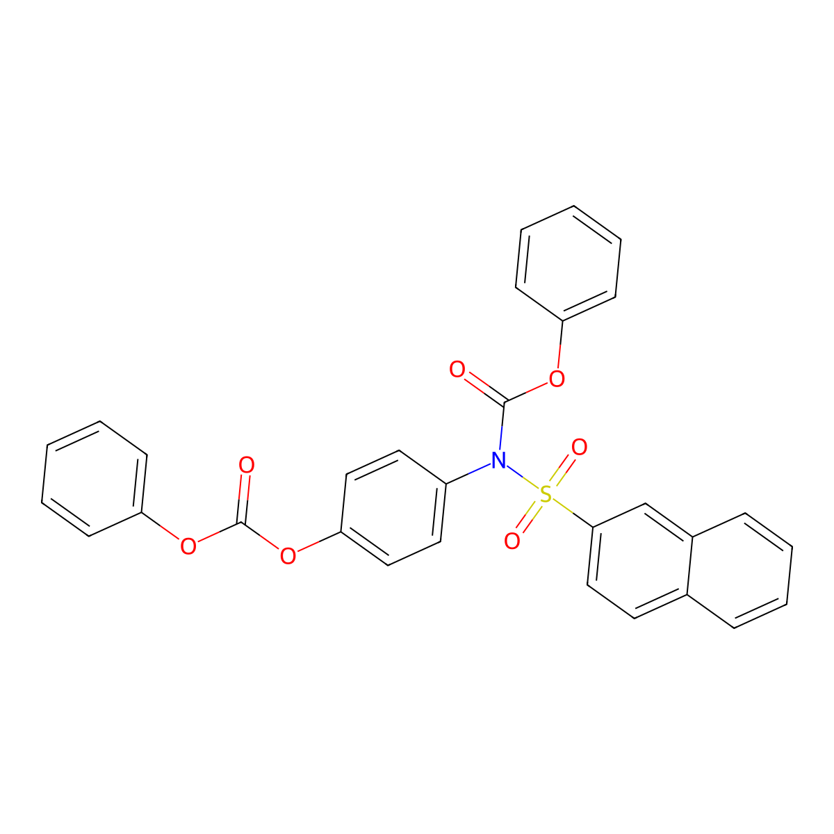 Phenyl naphthalen-2-ylsulfonyl(4-((phenoxycarbonyl)oxy)phenyl)carbamate molecular structure, CAS 448197-14-6