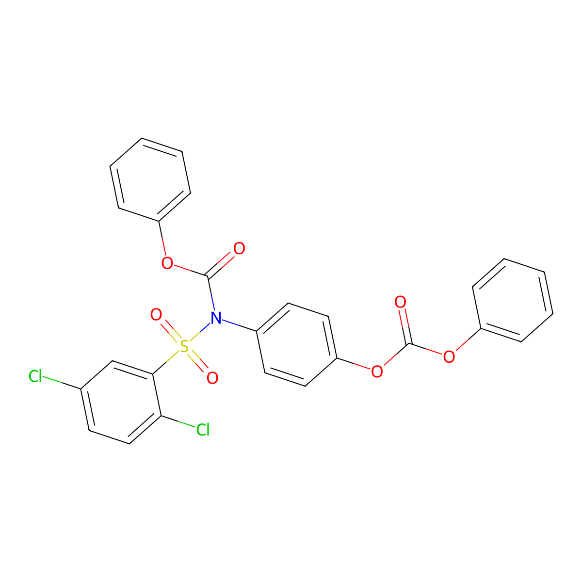 Phenyl (2,5-dichlorophenyl)sulfonyl(4-((phenoxycarbonyl)oxy)phenyl)carbamate molecular structure, CAS 448197-52-2