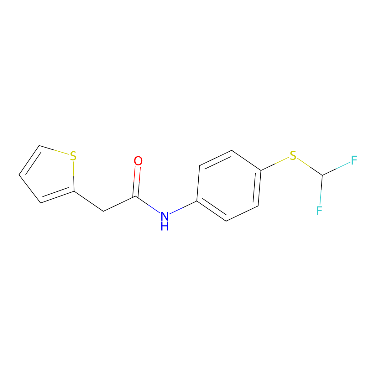 N-{4-[(difluoromethyl)sulfanyl]phenyl}-2-(thiophen-2-yl)acetamide molecular structure, CAS 448199-15-3