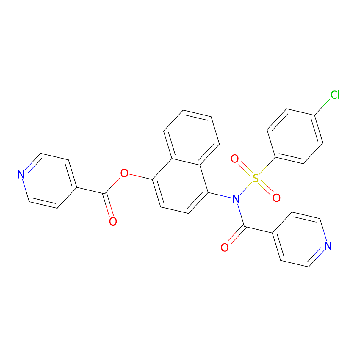 [4-[(4-chlorophenyl)sulfonyl-(pyridine-4-carbonyl)amino]naphthalen-1-yl] Pyridine-4-carboxylate molecular structure, CAS 448199-54-0