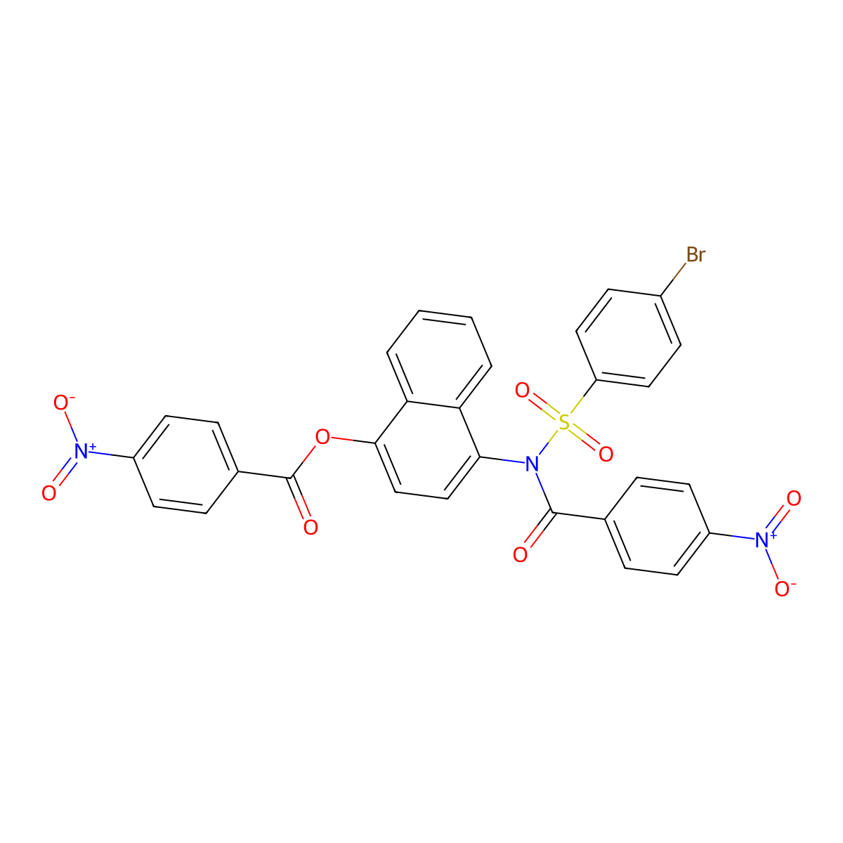 4-(N-((4-bromophenyl)sulfonyl)-4-nitrobenzamido)naphthalen-1-yl 4-nitrobenzoate molecular structure, CAS 448199-58-4