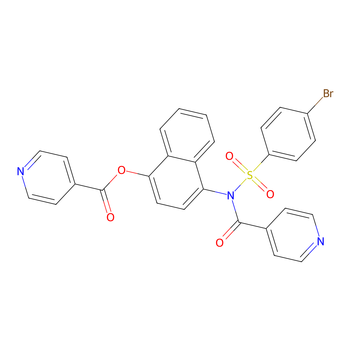 [4-[(4-bromophenyl)sulfonyl-(pyridine-4-carbonyl)amino]naphthalen-1-yl] Pyridine-4-carboxylate molecular structure, CAS 448199-61-9
