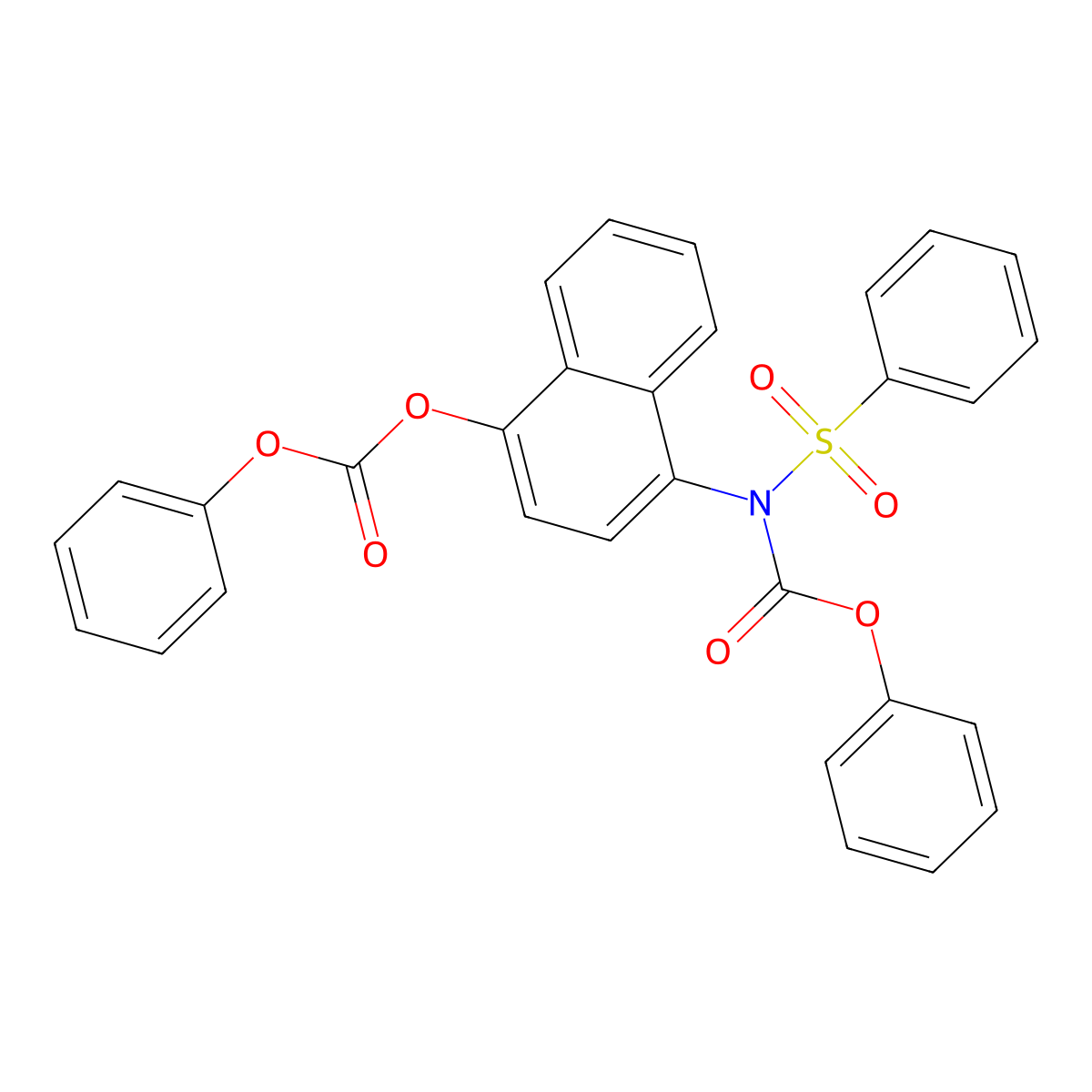 Phenyl (4-((phenoxycarbonyl)oxy)naphthalen-1-yl)(phenylsulfonyl)carbamate molecular structure, CAS 448199-70-0