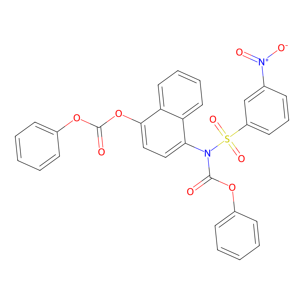 Phenyl (3-nitrophenyl)sulfonyl(4-((phenoxycarbonyl)oxy)naphthalen-1-yl)carbamate molecular structure, CAS 448199-75-5