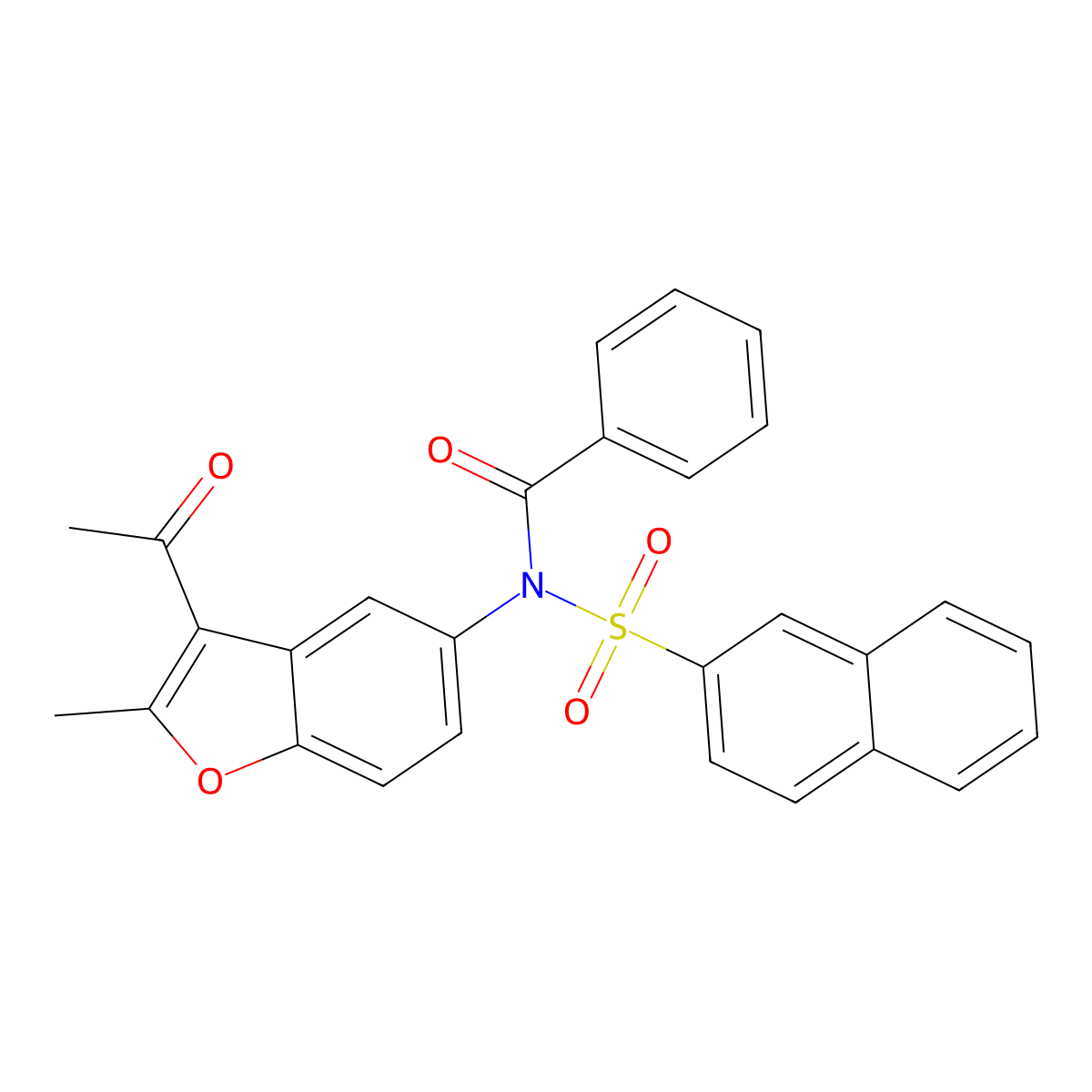 N-(3-acetyl-2-methyl-1-benzofuran-5-yl)-N-benzoyl-2-naphthalenesulfonamide molecular structure, CAS 448208-26-2