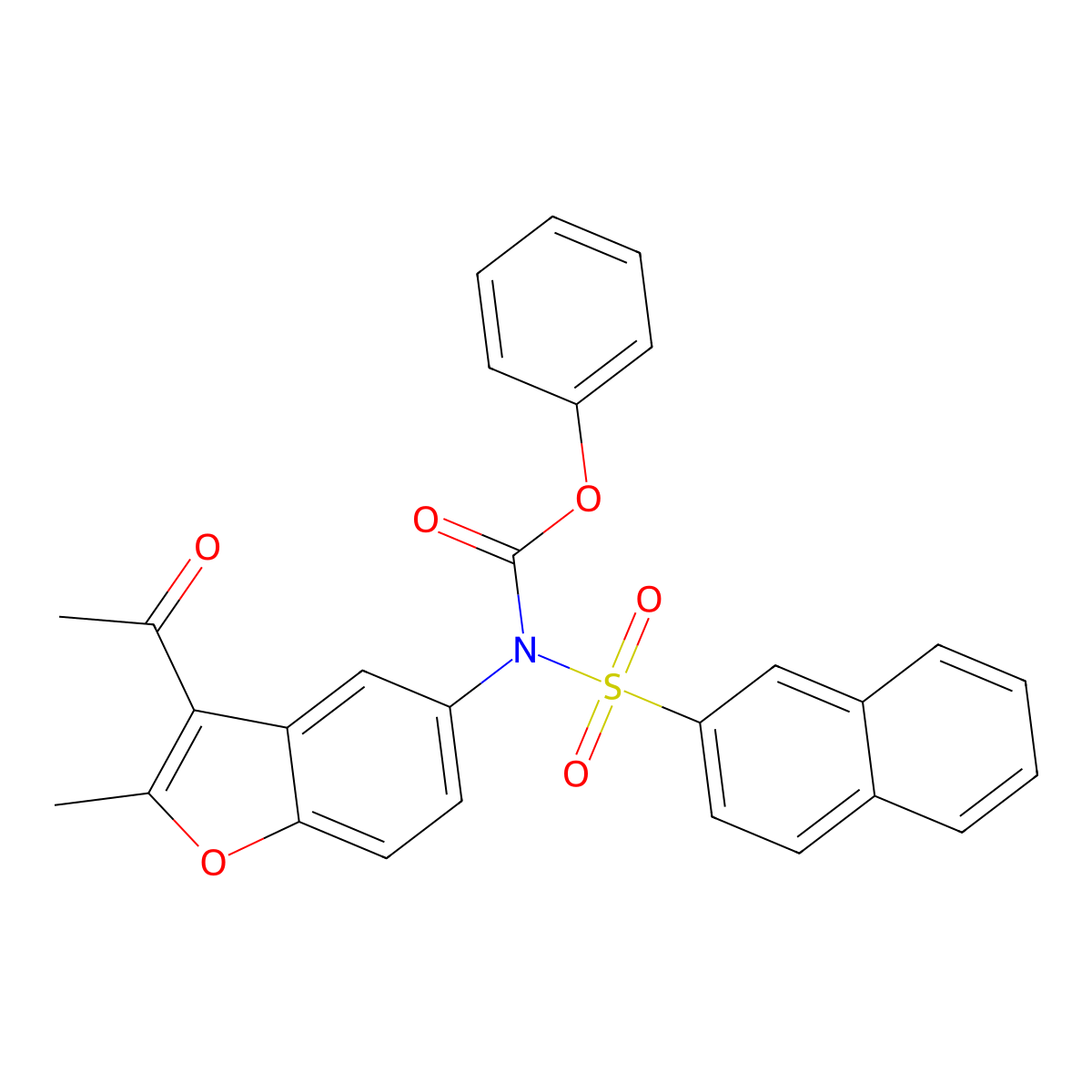 Phenyl (3-acetyl-2-methylbenzofuran-5-yl)(naphthalen-2-ylsulfonyl)carbamate molecular structure, CAS 448208-32-0