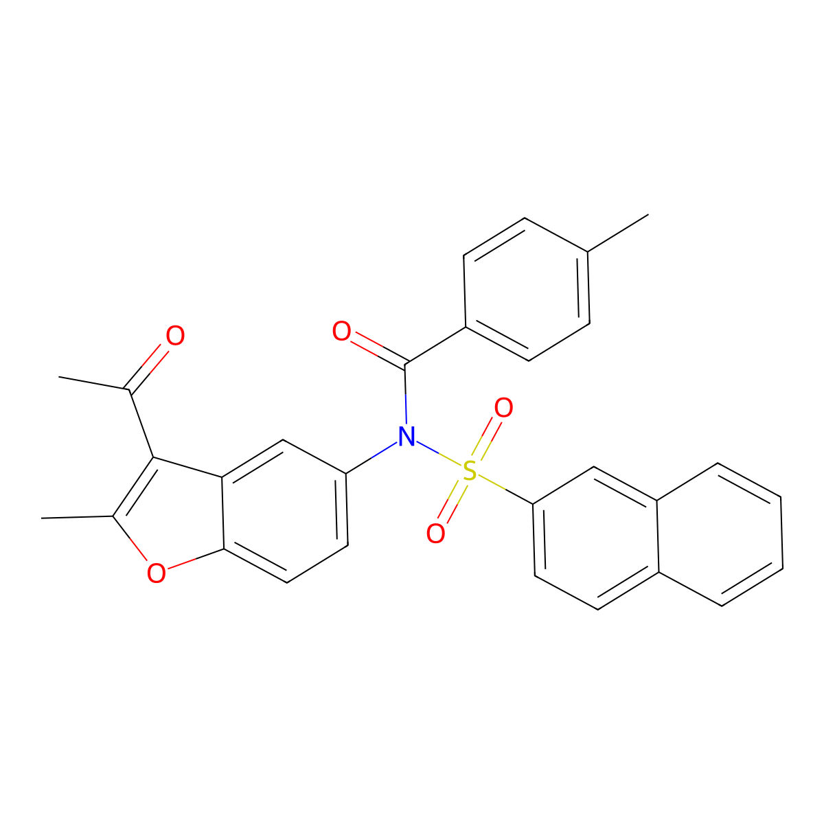 N-(3-acetyl-2-methyl-1-benzofuran-5-yl)-N-(4-methylbenzoyl)-2-naphthalenesulfonamide molecular structure, CAS 448208-37-5