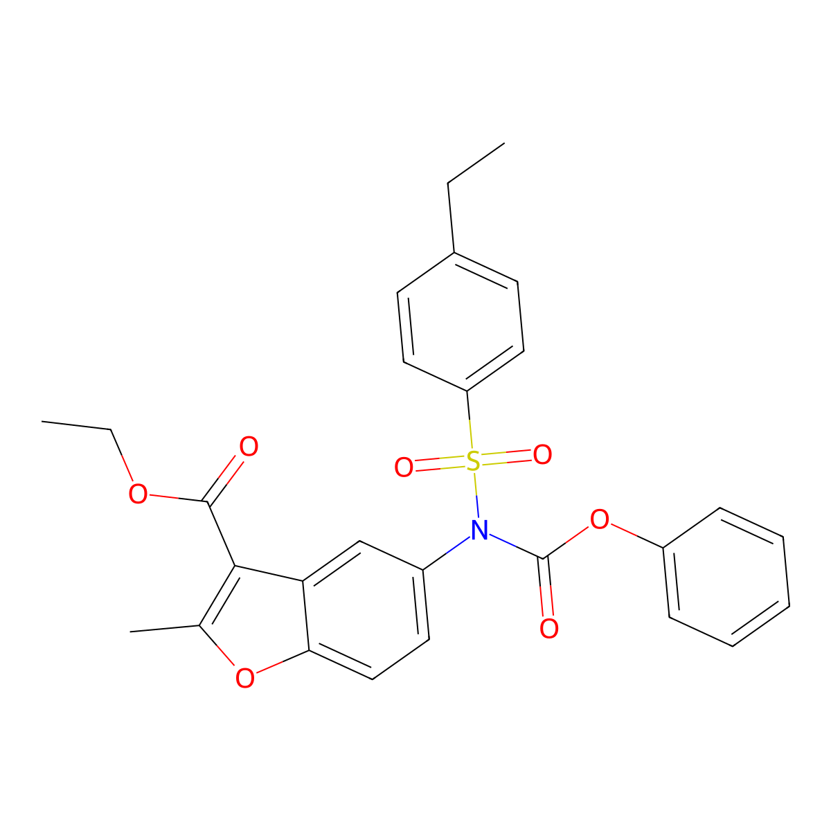 Ethyl 5-[(4-ethylphenyl)sulfonyl-phenoxycarbonylamino]-2-methyl-1-benzofuran-3-carboxylate molecular structure, CAS 448212-77-9