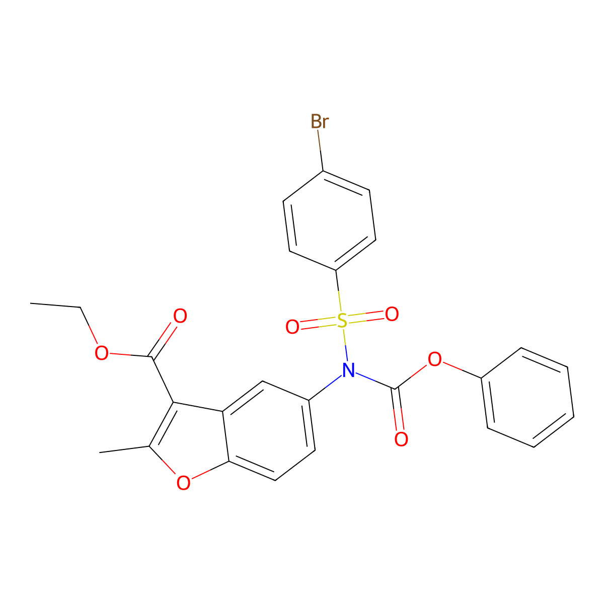 Ethyl 5-[(4-bromophenyl)sulfonyl-phenoxycarbonylamino]-2-methyl-1-benzofuran-3-carboxylate molecular structure, CAS 448212-79-1