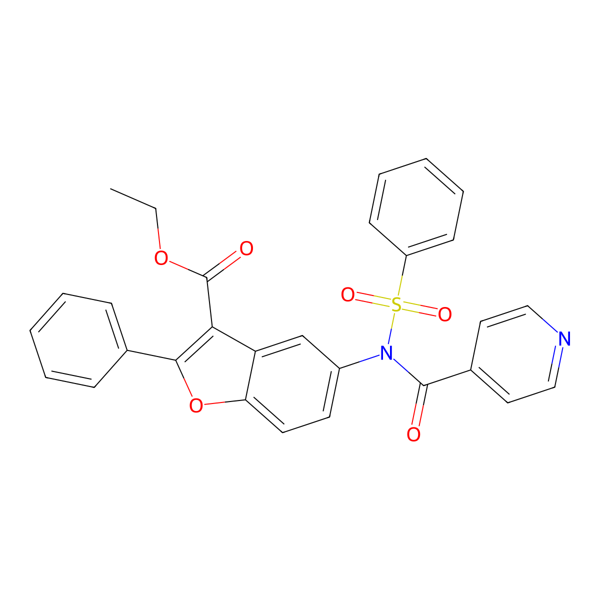 ethyl 2-phenyl-5-(N-(phenylsulfonyl)isonicotinamido)benzofuran-3-carboxylate molecular structure, CAS 448214-16-2