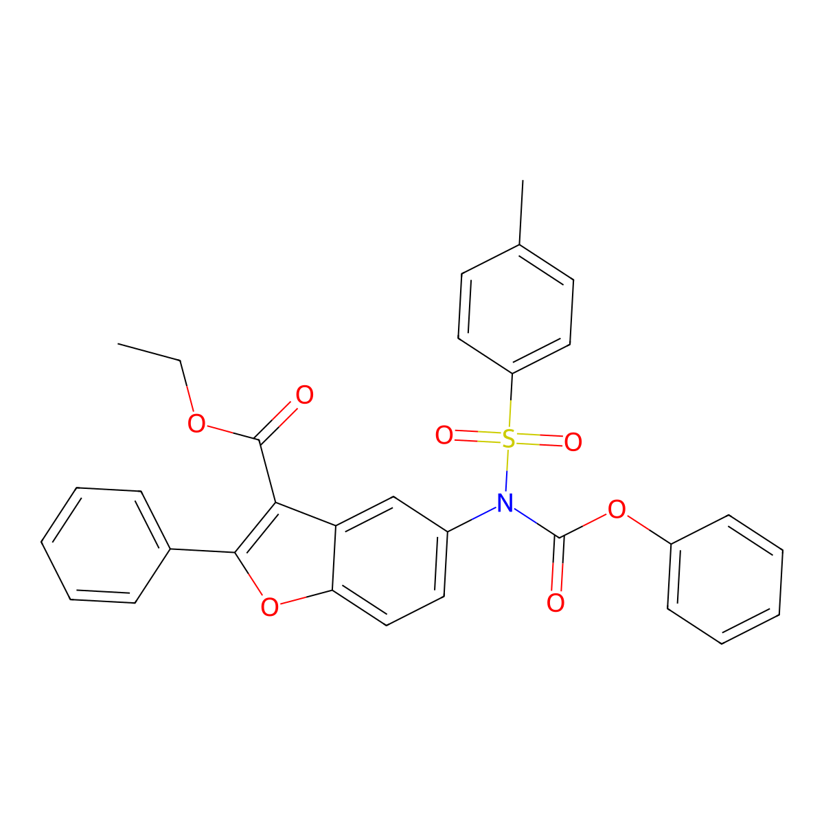 Ethyl 5-[N-(phenoxycarbonyl)4-methylbenzenesulfonamido]-2-phenyl-1-benzofuran-3-carboxylate molecular structure, CAS 448214-24-2