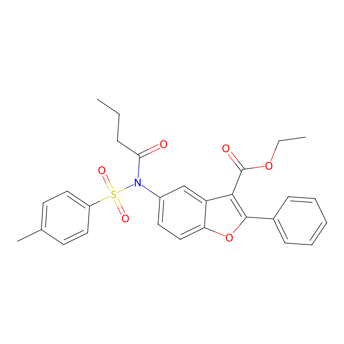 Ethyl 5-[N-(4-methylbenzenesulfonyl)butanamido]-2-phenyl-1-benzofuran-3-carboxylate molecular structure, CAS 448214-25-3