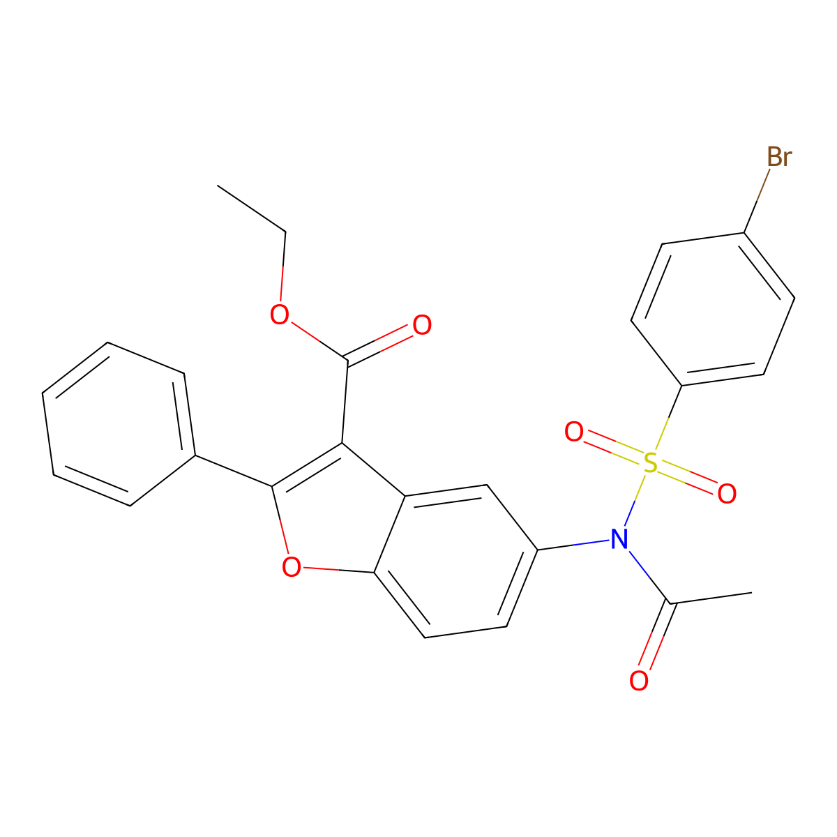 ethyl 5-(N-((4-bromophenyl)sulfonyl)acetamido)-2-phenylbenzofuran-3-carboxylate molecular structure, CAS 448214-67-3
