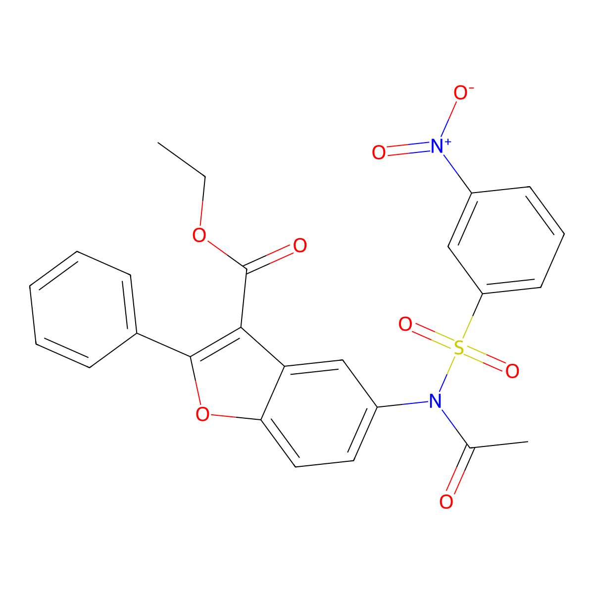 Ethyl 5-[N-(3-nitrobenzenesulfonyl)acetamido]-2-phenyl-1-benzofuran-3-carboxylate molecular structure, CAS 448214-81-1