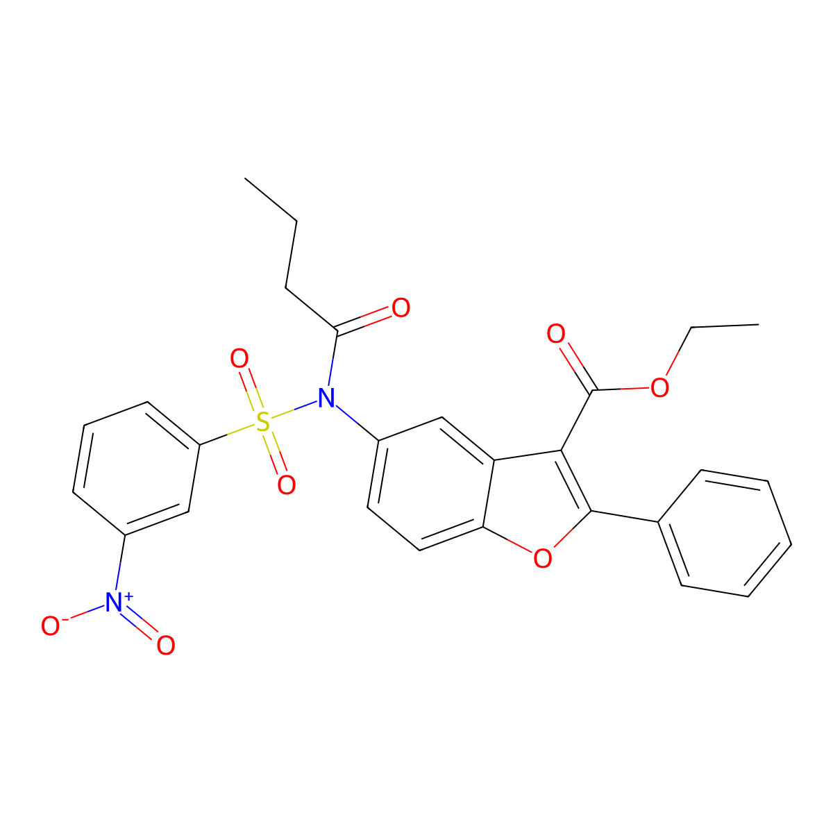 ethyl 5-(N-((3-nitrophenyl)sulfonyl)butyramido)-2-phenylbenzofuran-3-carboxylate molecular structure, CAS 448214-83-3
