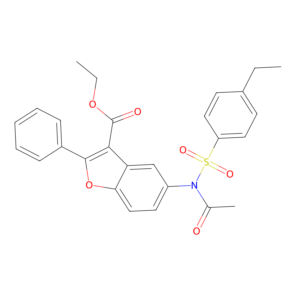 ethyl 5-[N-(4-ethylbenzenesulfonyl)acetamido]-2-phenyl-1-benzofuran-3-carboxylate molecular structure, CAS 448214-85-5