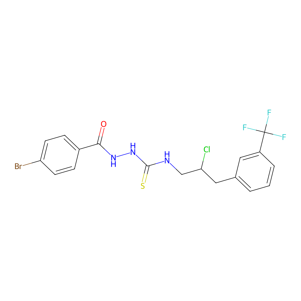 2-(4-bromobenzoyl)-N-(2-chloro-3-(3-(trifluoromethyl)phenyl)propyl)hydrazinecarbothioamide molecular structure, CAS 448216-53-3