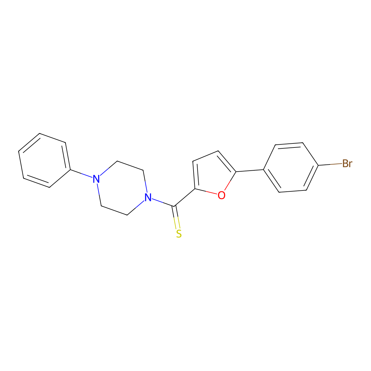 (5-(4-Bromophenyl)furan-2-yl)(4-phenylpiperazin-1-yl)methanethione molecular structure, CAS 448216-69-1