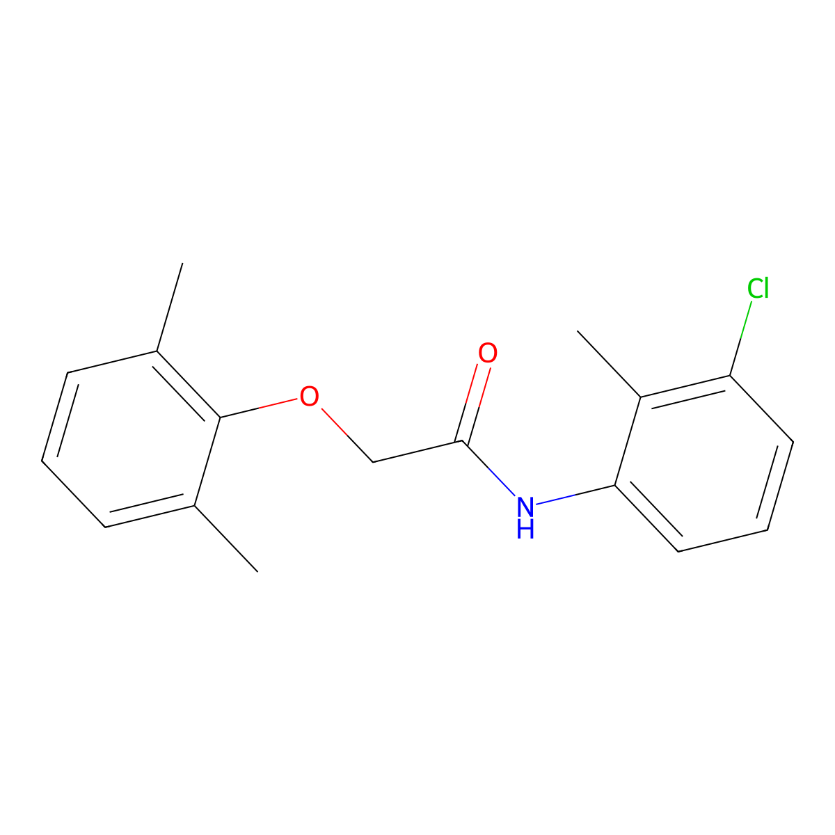 N-(3-chloro-2-methylphenyl)-2-(2,6-dimethylphenoxy)acetamide molecular structure, CAS 448221-65-6