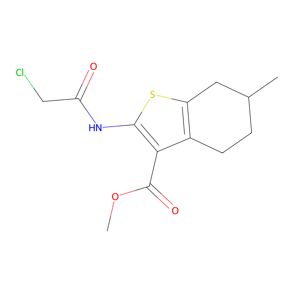 Methyl 2-[(chloroacetyl)amino]-6-methyl-4,5,6,7-tetrahydro-1-benzothiophene-3-carboxylate molecular structure, CAS 448226-78-6
