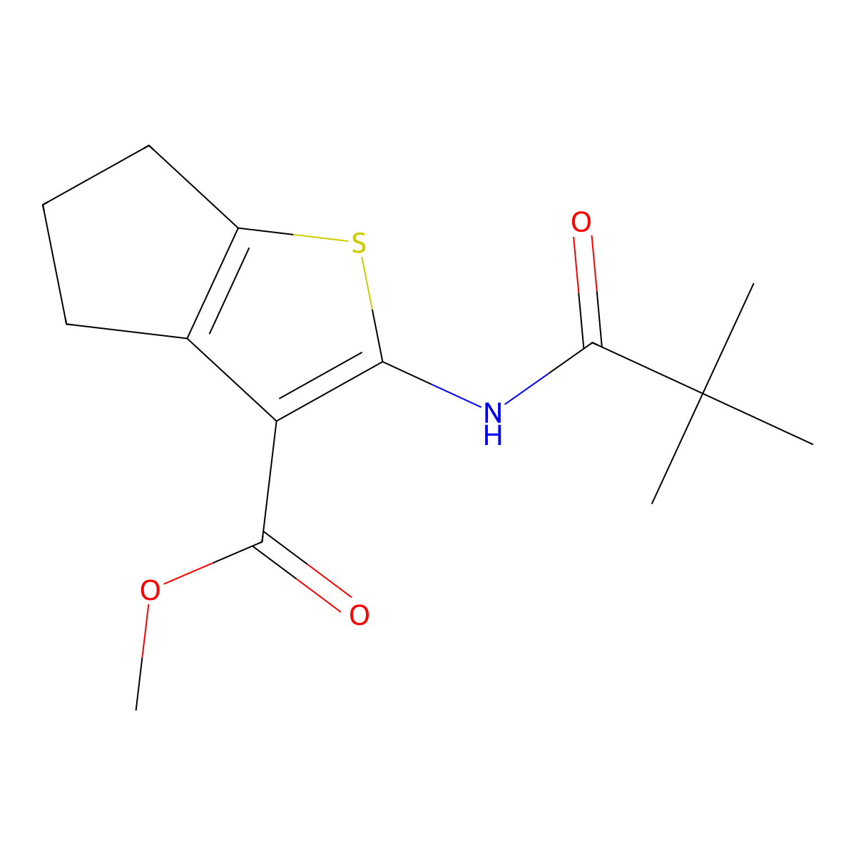 methyl 2-[(2,2-dimethylpropanoyl)amino]-5,6-dihydro-4H-cyclopenta[b]thiophene-3-carboxylate molecular structure, CAS 448227-27-8