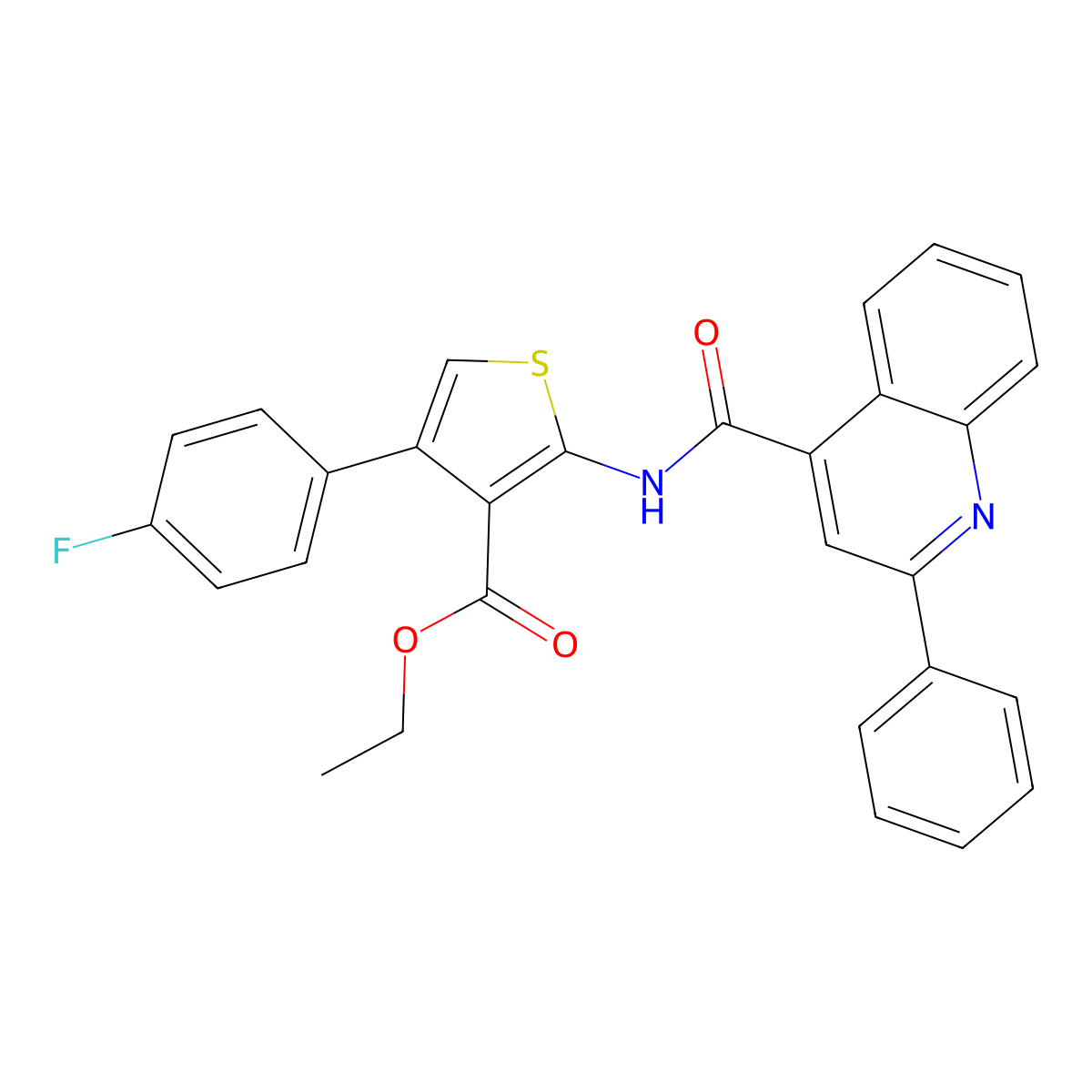 Ethyl 4-(4-fluorophenyl)-2-(2-phenylquinoline-4-carboxamido)thiophene-3-carboxylate molecular structure, CAS 448230-49-7