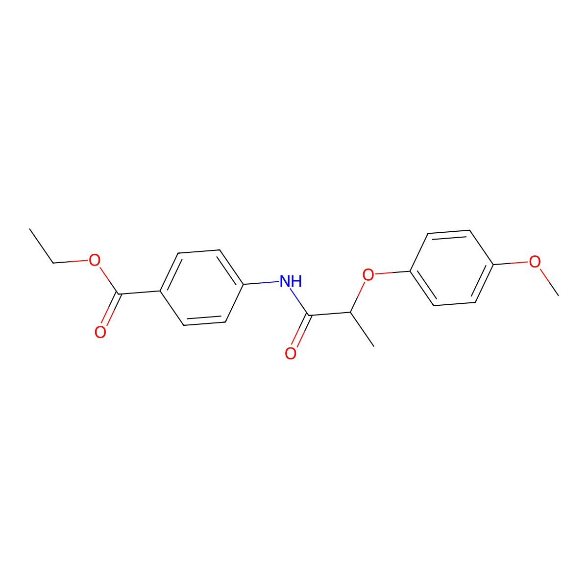 Ethyl 4-{[2-(4-methoxyphenoxy)propanoyl]amino}benzoate molecular structure, CAS 448238-60-6