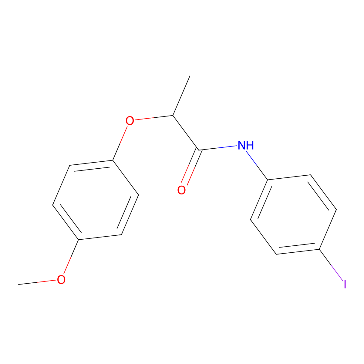 N-(4-iodophenyl)-2-(4-methoxyphenoxy)propanamide molecular structure, CAS 448238-62-8