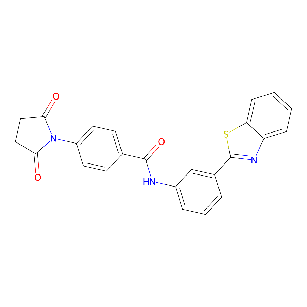 N-(3-(benzo[d]thiazol-2-yl)phenyl)-4-(2,5-dioxopyrrolidin-1-yl)benzamide molecular structure, CAS 448240-53-7