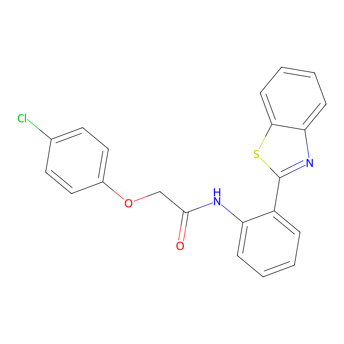 N-[2-(1,3-benzothiazol-2-yl)phenyl]-2-(4-chlorophenoxy)acetamide molecular structure, CAS 448240-75-3