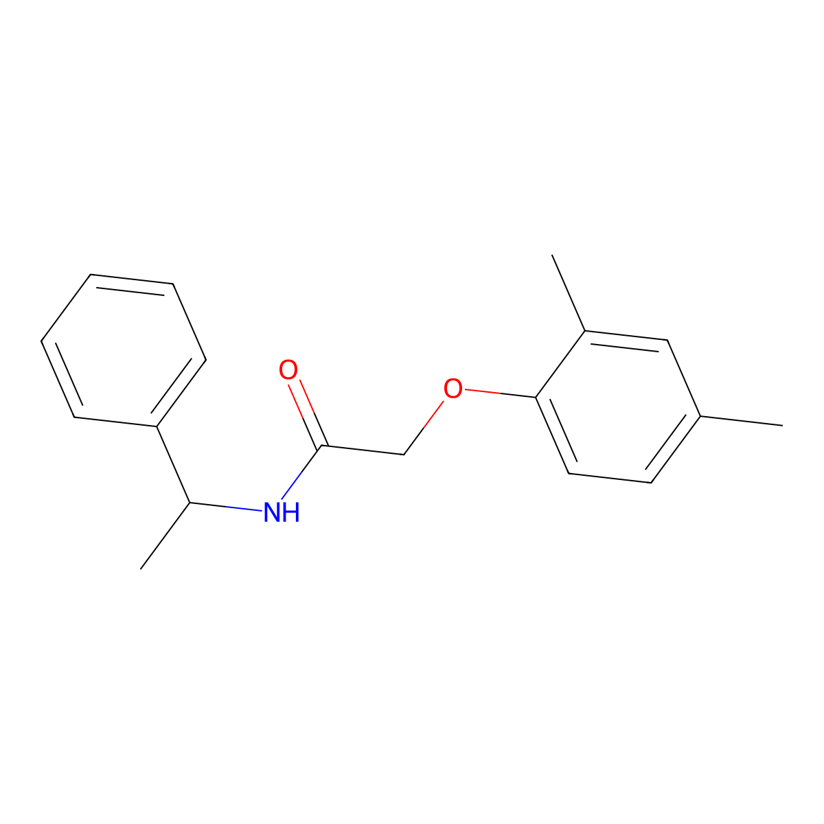 2-(2,4-dimethylphenoxy)-N-(1-phenylethyl)acetamide molecular structure, CAS 448241-50-7