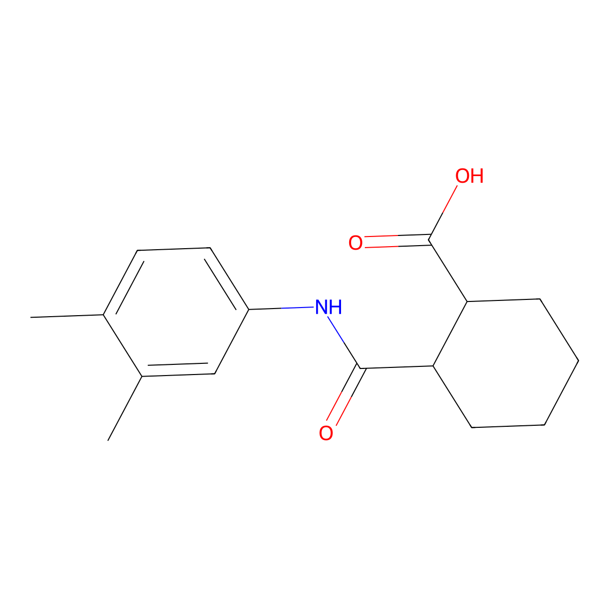 2-((3,4-Dimethylphenyl)carbamoyl)cyclohexanecarboxylic acid molecular structure, CAS 448254-83-9