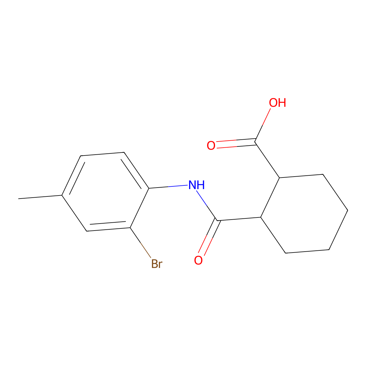 2-(2-Bromo-4-methyl-phenylcarbamoyl)-cyclohexanecarboxylic acid molecular structure, CAS 448254-87-3