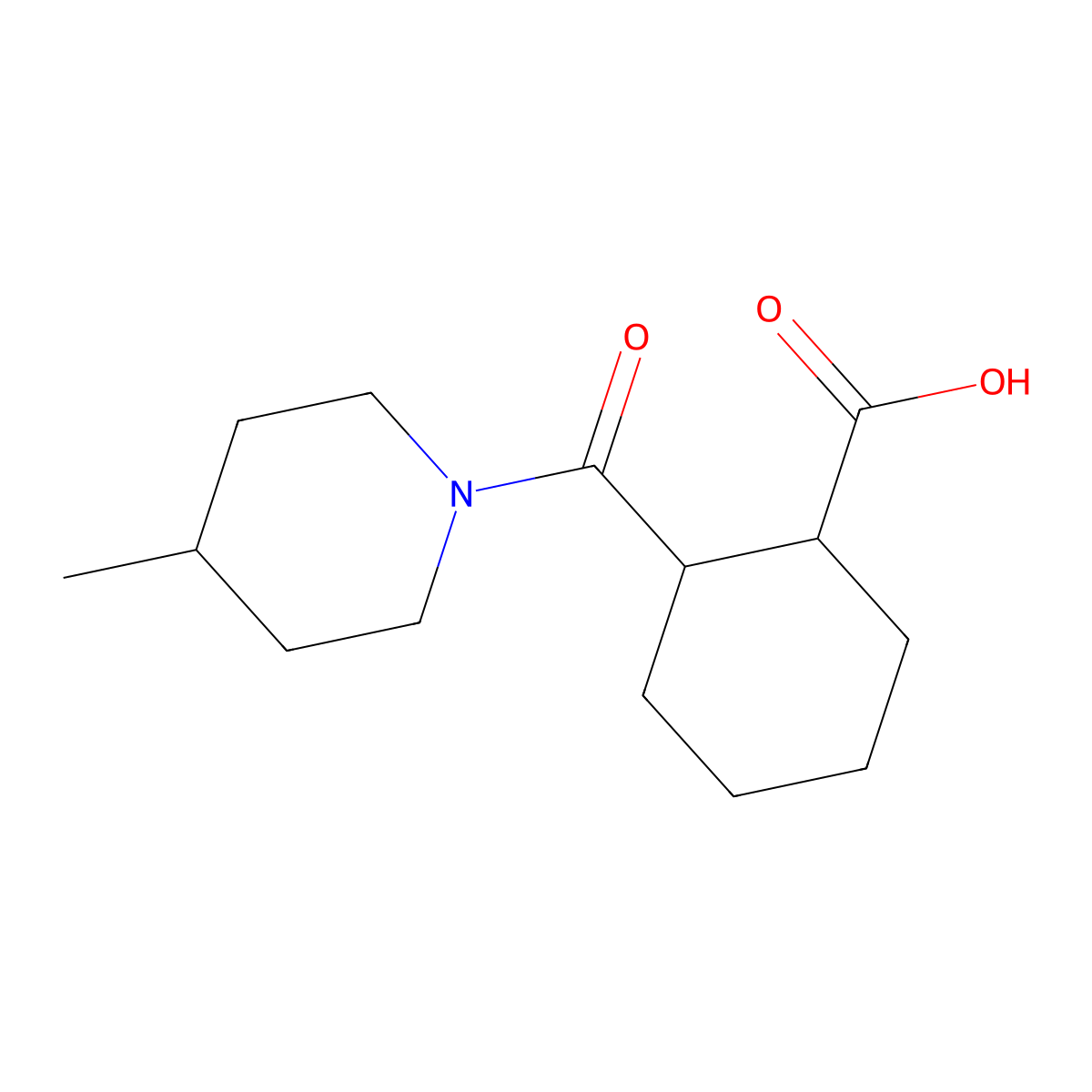 2-[(4-Methyl-1-piperidinyl)carbonyl]cyclohexanecarboxylic acid molecular structure, CAS 448255-15-0
