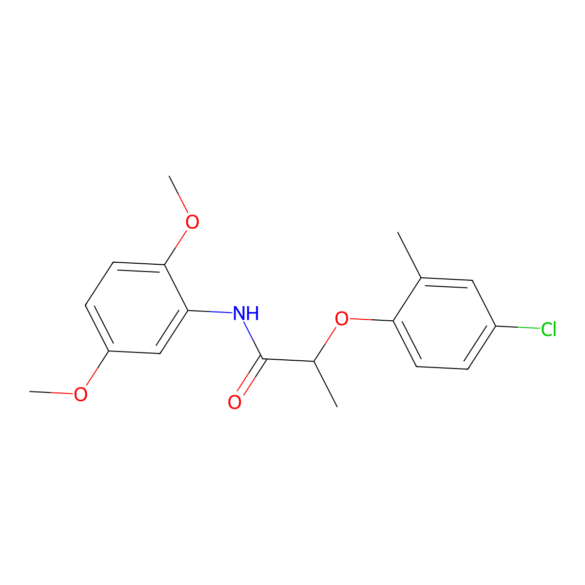 2-(4-chloro-2-methylphenoxy)-N-(2,5-dimethoxyphenyl)propanamide molecular structure, CAS 448255-33-2