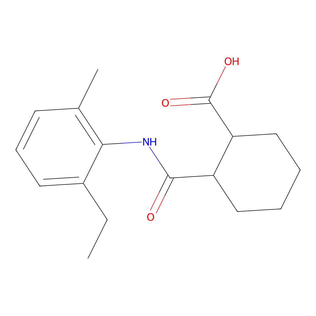 2-[N-(6-ethyl-2-methylphenyl)carbamoyl]cyclohexanecarboxylic acid molecular structure, CAS 448255-62-7