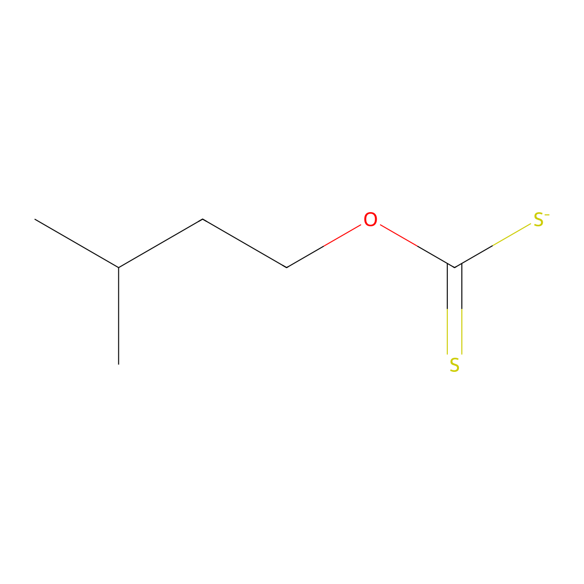 Carbonodithioic acid, O-(3-methylbutyl) ester, ion(1-) molecular structure, CAS 44844-43-1