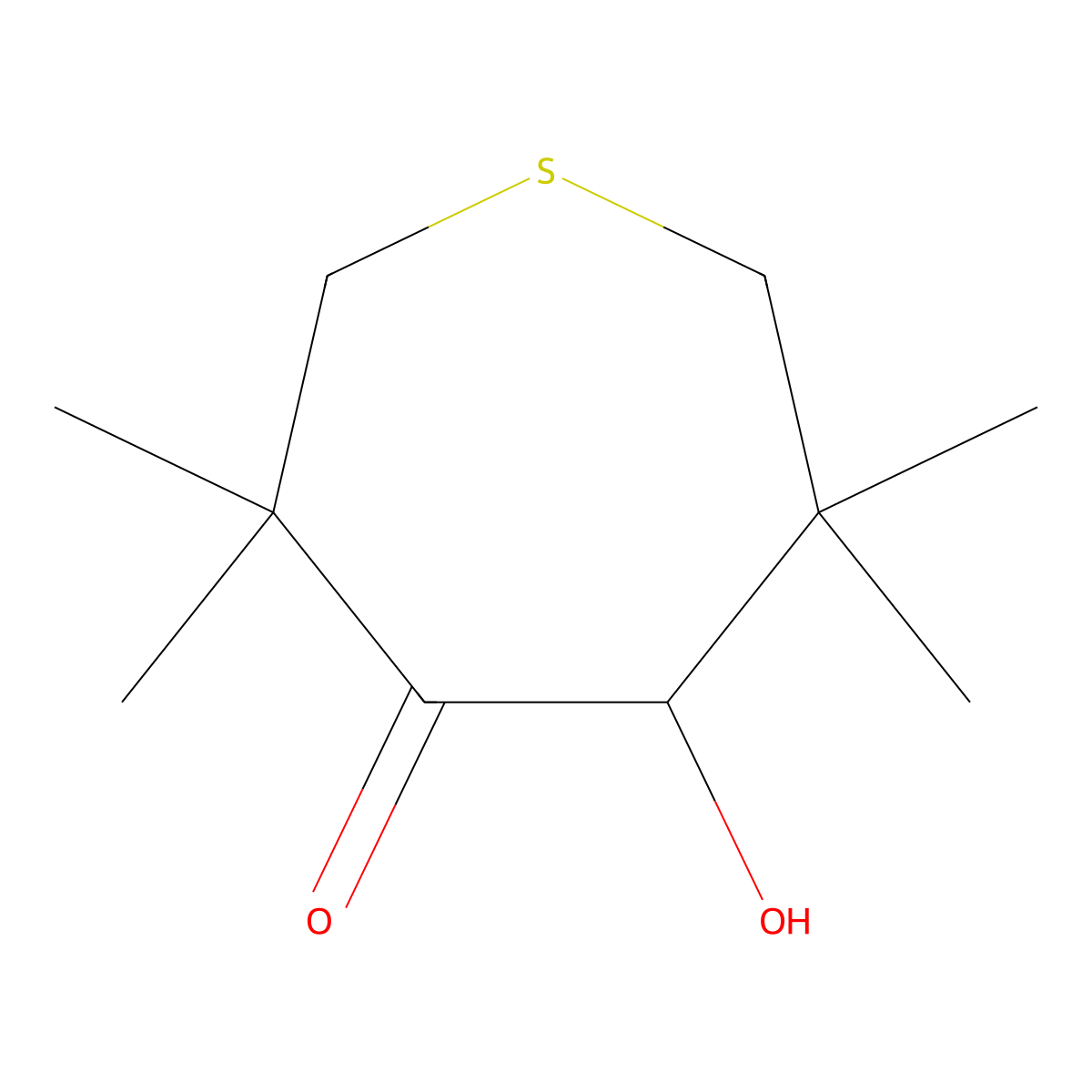 5-Hydroxy-3,3,6,6-tetramethylthiepan-4-one molecular structure, CAS 4485-40-9
