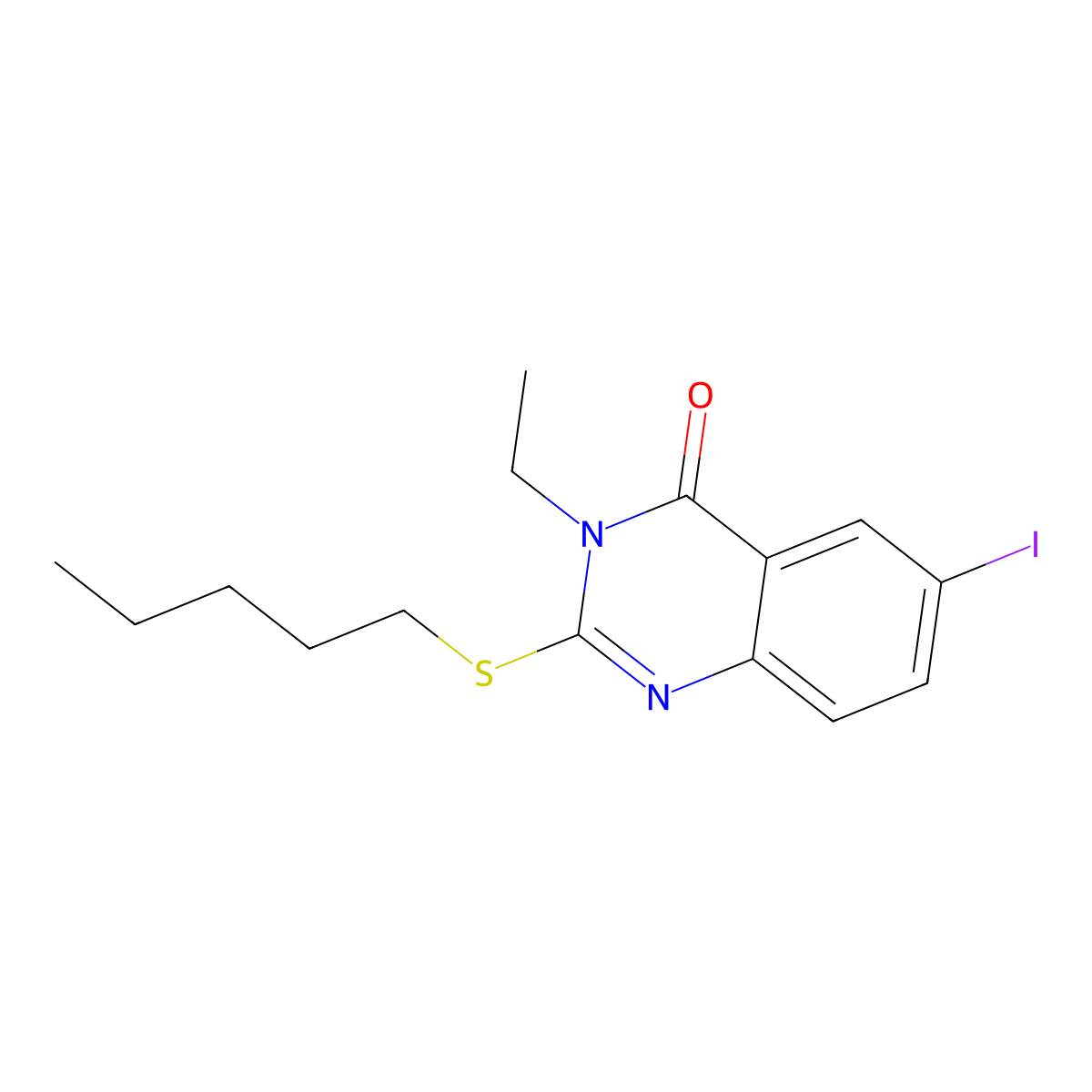 3-ethyl-6-iodo-2-(pentylsulfanyl)quinazolin-4(3H)-one molecular structure, CAS 4485-79-4