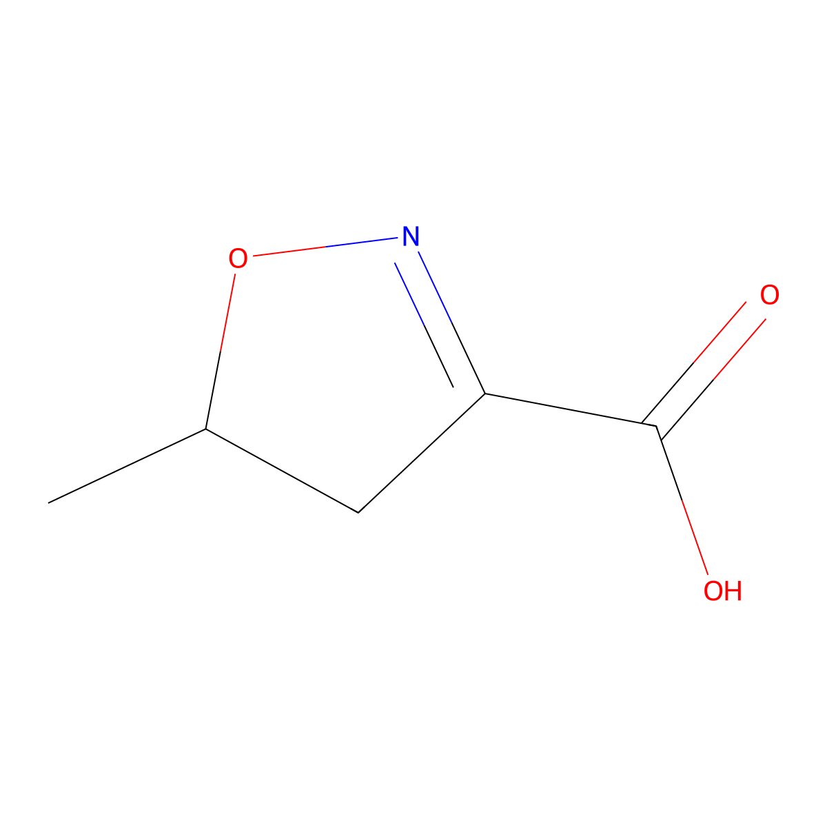 5-Methyl-4,5-dihydro-1,2-oxazole-3-carboxylic acid molecular structure, CAS 4486-00-4