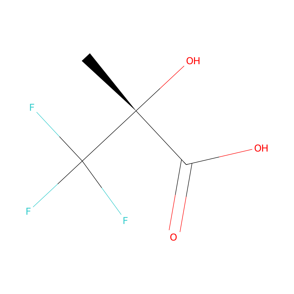 (2R)-3,3,3-trifluoro-2-hydroxy-2-methylpropanoic acid molecular structure, CAS 44864-47-3