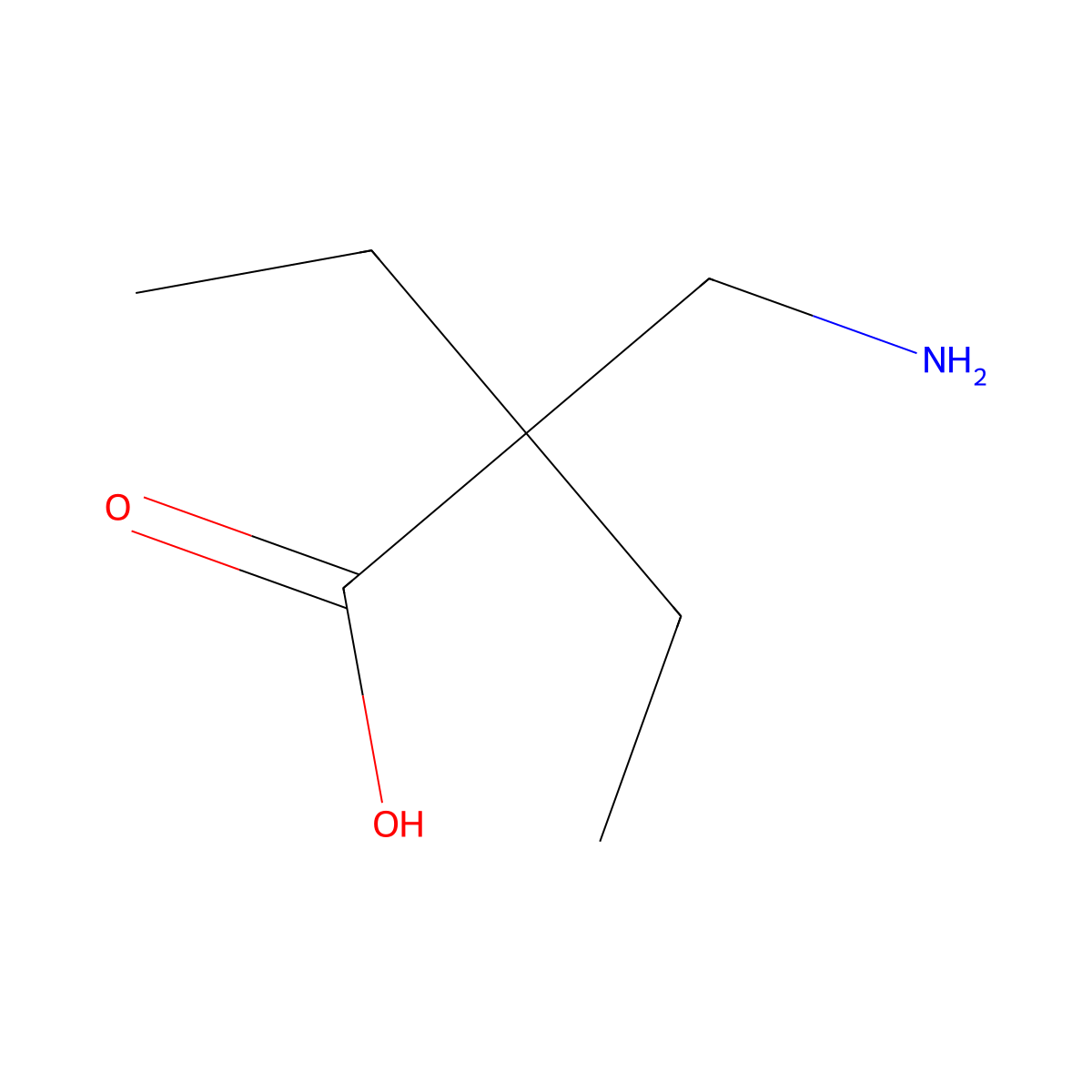2-(Aminomethyl)-2-ethylbutanoic acid molecular structure, CAS 44865-11-4