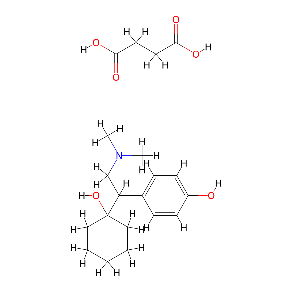 Desvenlafaxine succinate anhydrous molecular structure, CAS 448904-47-0