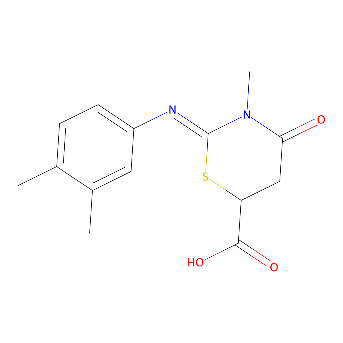 2-(3,4-Dimethyl-phenylimino)-3-methyl-4-oxo-[1,3]thiazinane-6-carboxylic acid molecular structure, CAS 448905-66-6