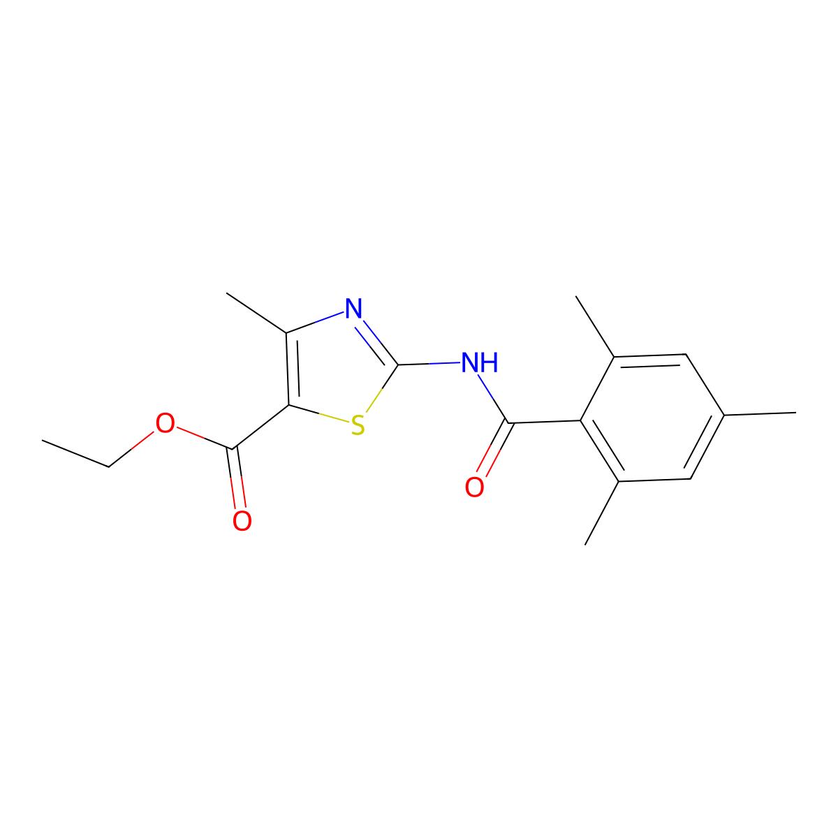 Ethyl 4-methyl-2-(2,4,6-trimethylbenzamido)thiazole-5-carboxylate molecular structure, CAS 448907-60-6