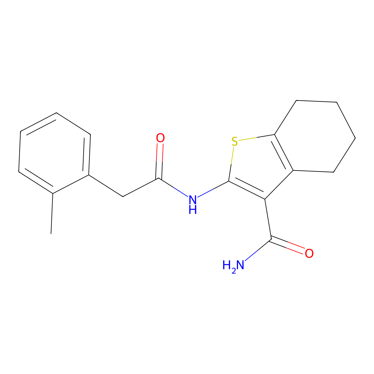 2-(2-(o-Tolyl)acetamido)-4,5,6,7-tetrahydrobenzo[b]thiophene-3-carboxamide molecular structure, CAS 448911-05-5